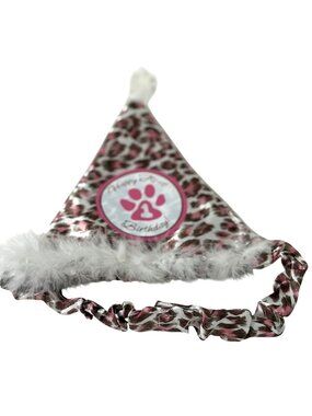 Happy First Birthday Cheetal Headband Hat Brown Pink White